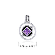 Double Circle Revolving NA Symbol Silver Pendant with Gem TPD6237 - Wholesale Jewelry