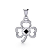 Shamrock Silver Pendant with Inlaid NA Recovery Symbol TPD6239 - Wholesale Jewelry