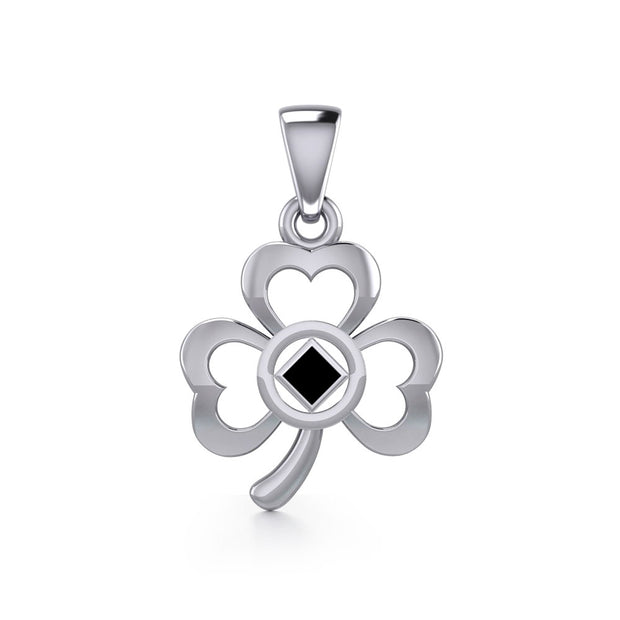 Shamrock Silver Pendant with Inlaid NA Recovery Symbol TPD6239