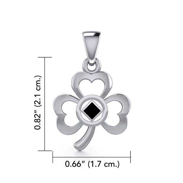 Shamrock Silver Pendant with Inlaid NA Recovery Symbol TPD6239