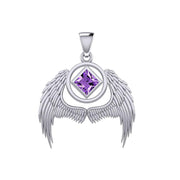 Angel Wings NA Recovery Silver Pendant with Gemstone TPD6242 - Wholesale Jewelry