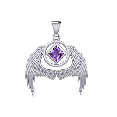 Angel Wings NA Recovery Silver Pendant with Gemstone TPD6242 - Wholesale Jewelry