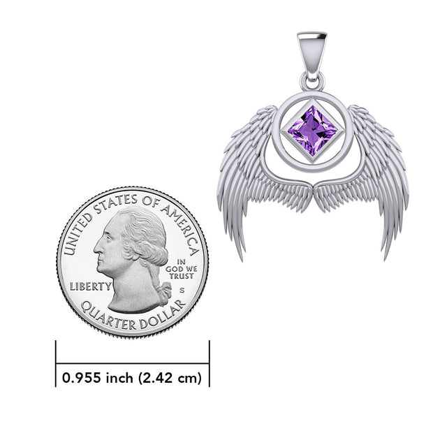 Angel Wings NA Recovery Silver Pendant with Gemstone TPD6242