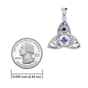 Celtic Trinity Knot NA Recovery and Celestial Silver Pendant with Gemstone TPD6243 - Wholesale Jewelry