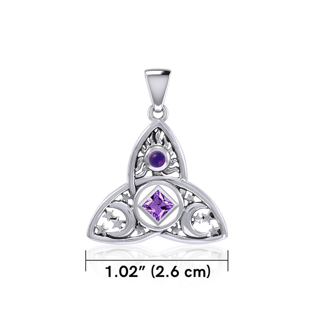 Celtic Trinity Knot NA Recovery and Celestial Silver Pendant with Gemstone TPD6243