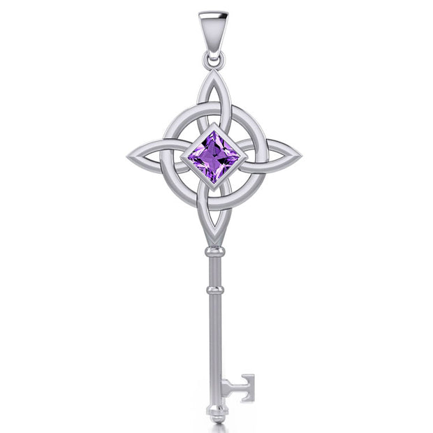 Celtic with NA Recovery Spiritual Key Pendant with Gemstone TPD6244