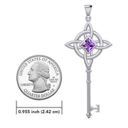 Celtic with NA Recovery Spiritual Key Pendant with Gemstone TPD6244 - Wholesale Jewelry