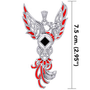 Celtic Phoenix NA Recovery Silver Pendant with Red Enamel and Genuine Black Onyx TPD6245