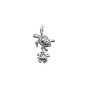 Sea Turtle with Baby Sterling Silver Pendant TPD6300