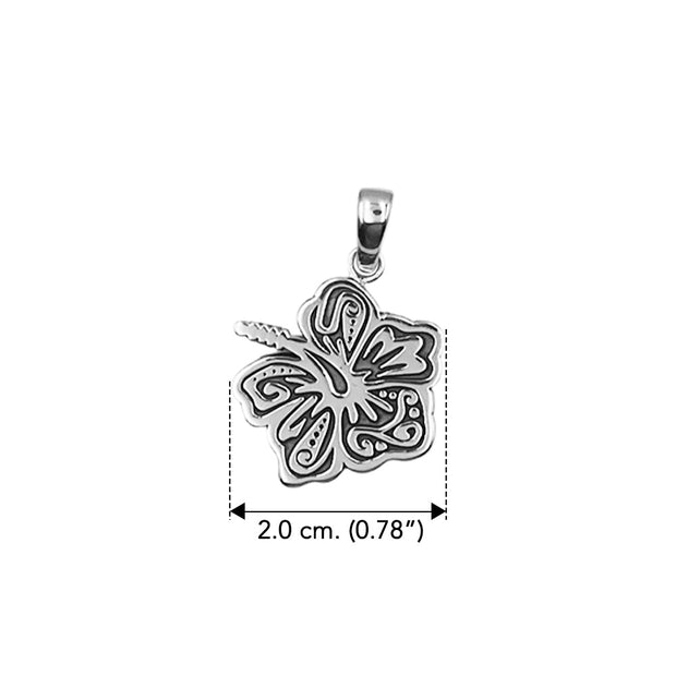 Hibiscus Flower Sterling Silver Pendant TPD6302