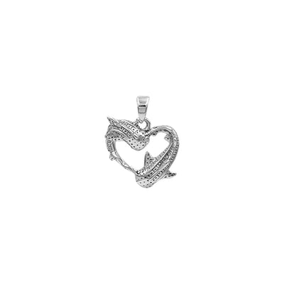 DiveSilver Double Whale Shark Heart Sterling Silver Pendant TPD6304