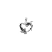 DiveSilver Double Whale Shark Heart Sterling Silver Pendant TPD6304