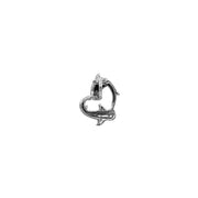 DiveSilver Double Whale Shark Heart Sterling Silver Slider Pendant TPD6308