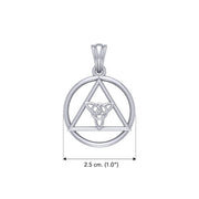 AA Recovery Symbol with Triquetra Sterling Silver Pendant  TPD6330