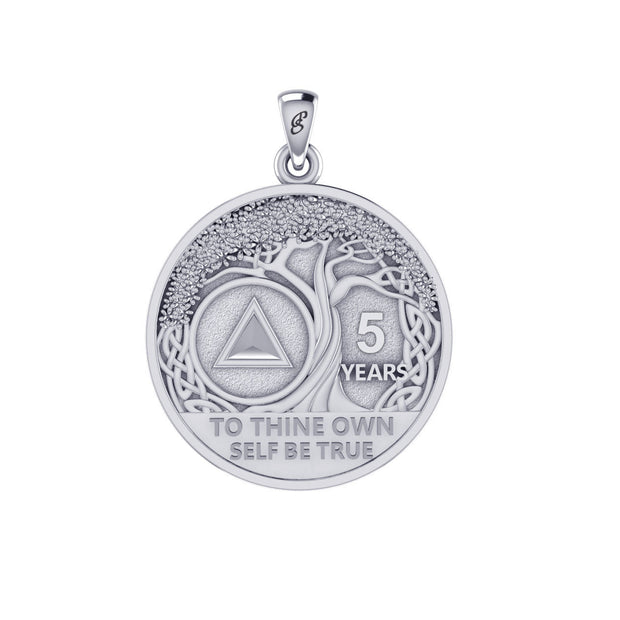 AA Recovery Tree of Life Double Sided Sterling Silver Pendant TPD6334