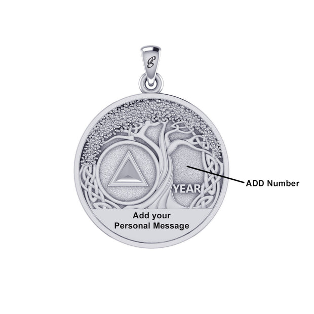 AA Recovery Tree of Life Double Sided Sterling Silver Pendant TPD6334