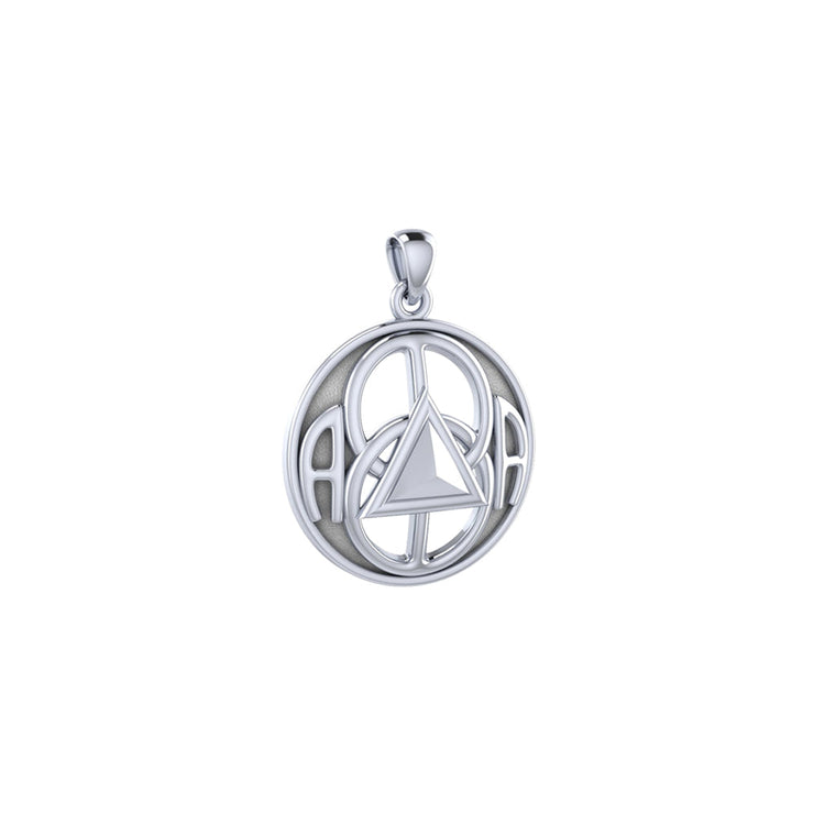 Peter Stone AA Recovery with Chalice Well Symbol Sterling Silver Pendant TPD6341