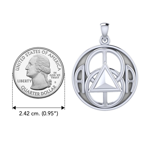 Peter Stone AA Recovery with Chalice Well Symbol Sterling Silver Pendant TPD6341