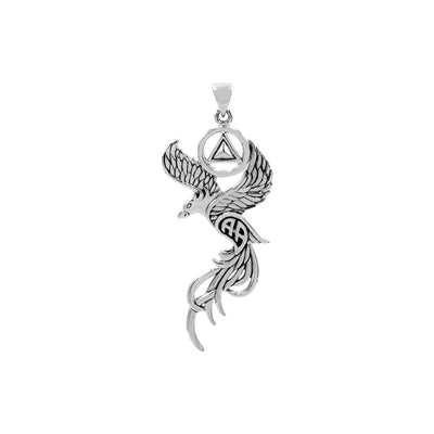 Phoenix with AA Recovery Symbol Sterling Silver Pendant TPD6346