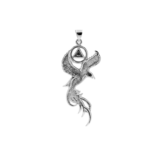 Phoenix with AA Recovery Symbol Sterling Silver Pendant TPD6346