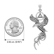 Phoenix with AA Recovery Symbol Sterling Silver Pendant TPD6346