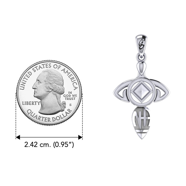 Goddess with NA Recovery Symbol Sterling Silver Pendant TPD6348