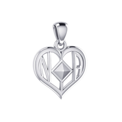 NA Recovery Symbol With Heart Sterling Silver Pendant TPD6349