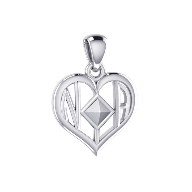 NA Recovery Symbol With Heart Sterling Silver Pendant TPD6349