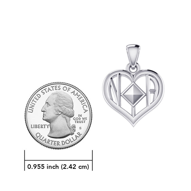 NA Recovery Symbol With Heart Sterling Silver Pendant TPD6349