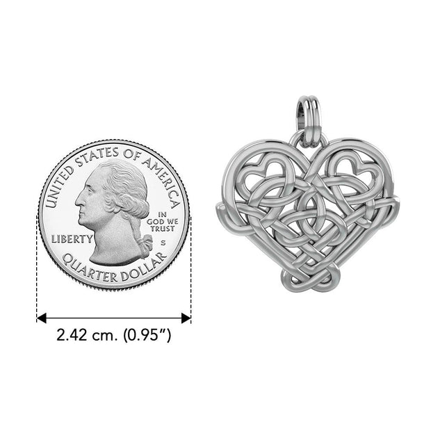Cari Buziak Celtic Knotwork Heart Sterling Silver Pendant Jewelry TPD635 - Wholesale Jewelry