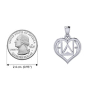 AA Recovery Symbol With Heart Sterling Silver Pendant TPD6350