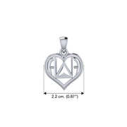 AA Recovery Symbol With Heart Sterling Silver Pendant TPD6350