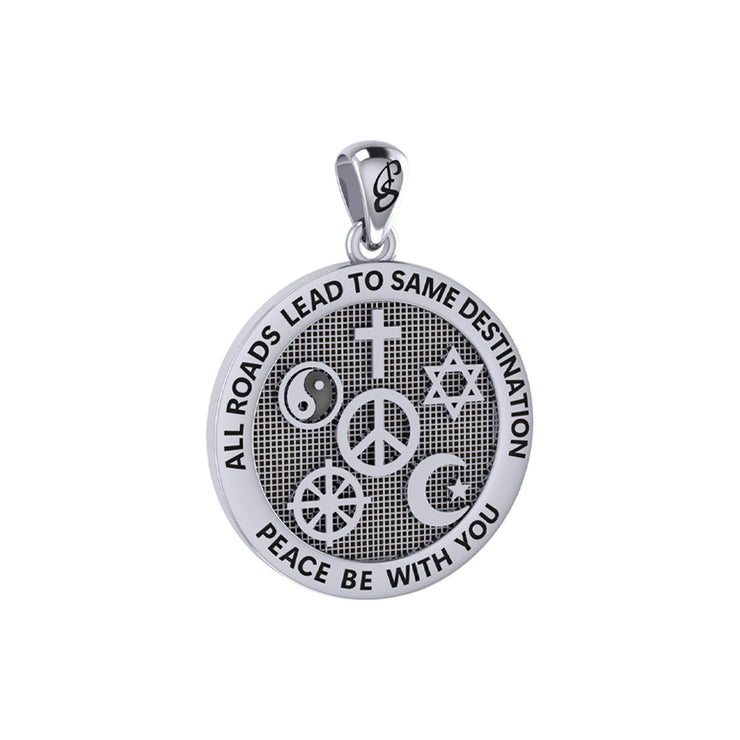 Peace with Faith Symbols Sterling Silver Pendant TPD6360