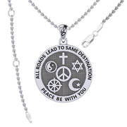 Peace with Faith Symbols Sterling Silver Pendant TPD6360