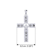 Universal Faiths Symbol Cross with Peace Sterling Silver Pendant TPD6361