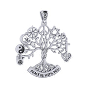 Tree of Life with Peace and Faith Symbols Sterling Silver Pendant TPD6364