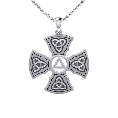 Templar Cross with AA Symbol Sterling Silver Pendant TPD6376