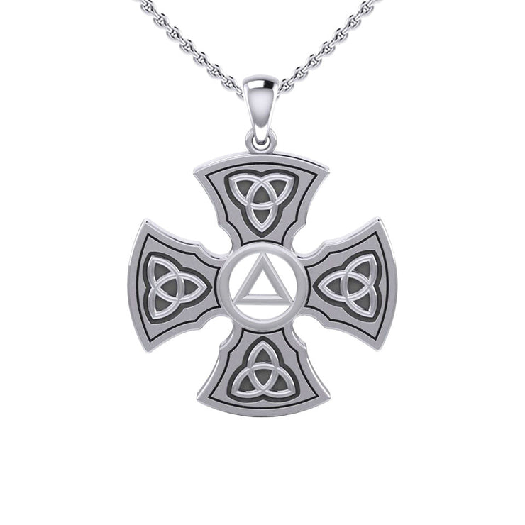 Templar Cross with AA Symbol Sterling Silver Pendant TPD6376