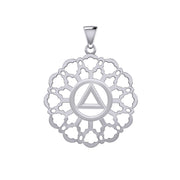 Rose Window with AA Symbol Sterling Silver Pendant TPD6377