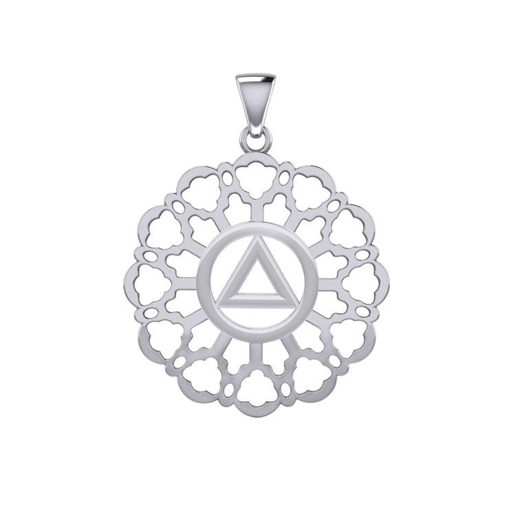 Rose Window with AA Symbol Sterling Silver Pendant TPD6377