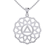 Rose Window with AA Symbol Sterling Silver Pendant TPD6377