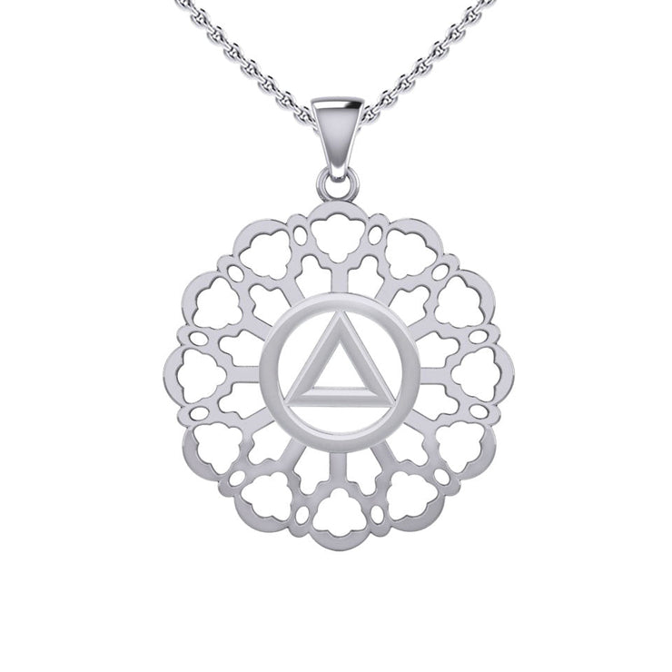 Rose Window with AA Symbol Sterling Silver Pendant TPD6377