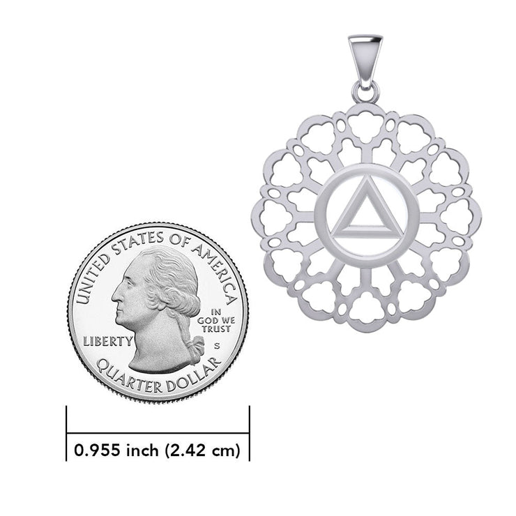 Rose Window with AA Symbol Sterling Silver Pendant TPD6377