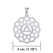 Rose Window with AA Symbol Sterling Silver Pendant TPD6377