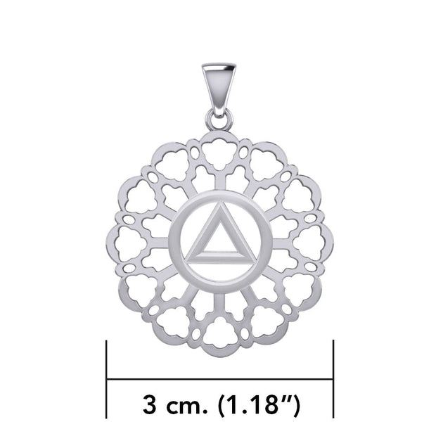 Rose Window with AA Symbol Sterling Silver Pendant TPD6377