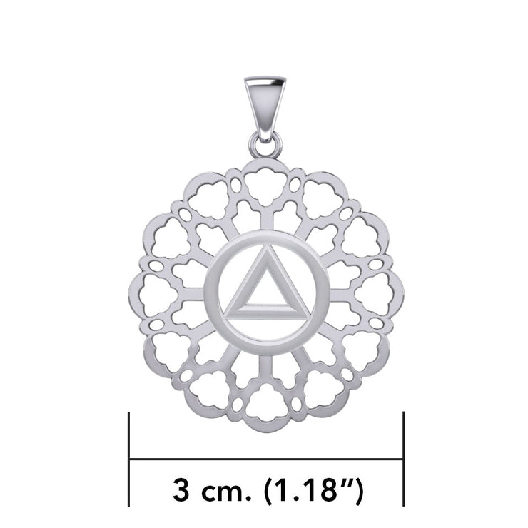 Rose Window with AA Symbol Sterling Silver Pendant TPD6377