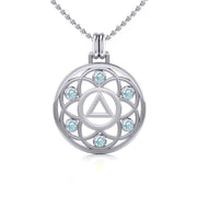 Flower of Life with AA Symbol Sterling Silver Pendant TPD6378