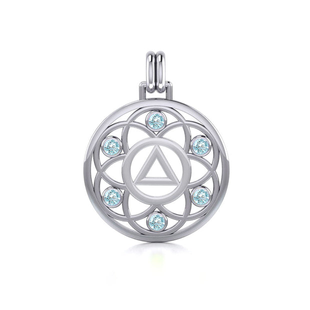 Flower of Life with AA Symbol Sterling Silver Pendant TPD6378