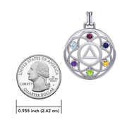 Flower of Life with AA Symbol Sterling Silver Pendant TPD6378