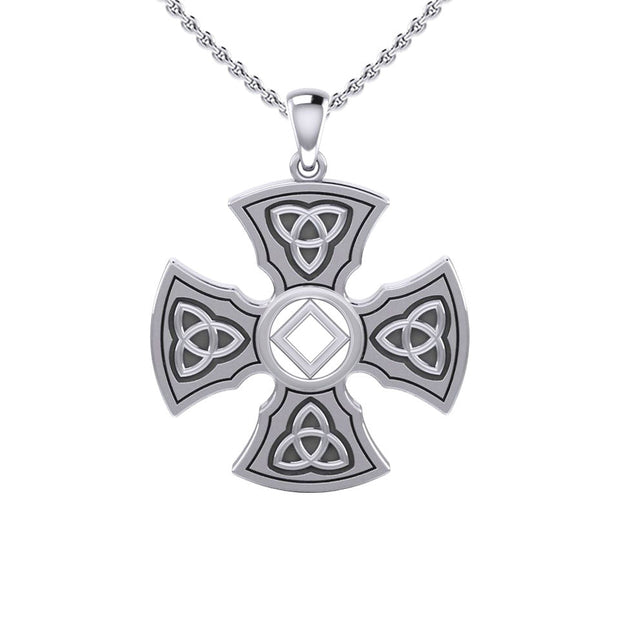 Templar Cross with NA Symbol Sterling Silver Pendant TPD6379